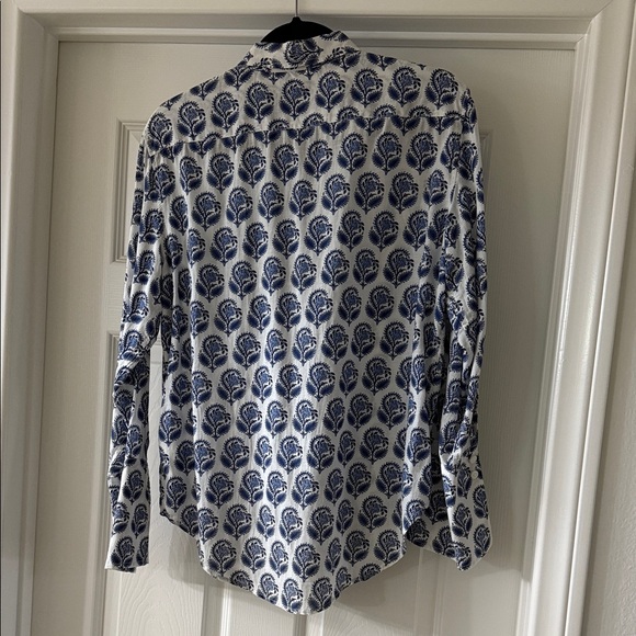 J. Crew Garçon Cotton Voile Women’s Shirt with Blue and White Leaf Pattern - Picture 2 of 4